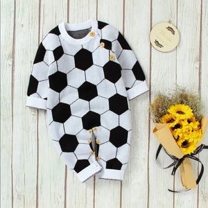 Soccer pattern knit onesie - knit
